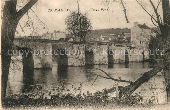 Mantes-la-Jolie Vieux pont bords de la Seine