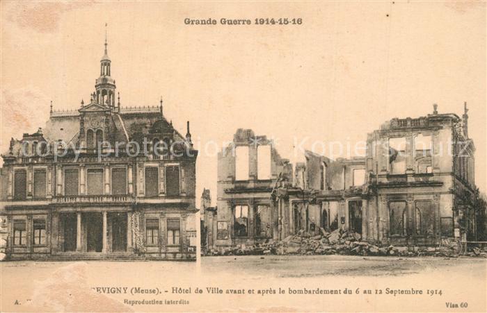 Sevigny Hôtel de Ville avant et après le bombar