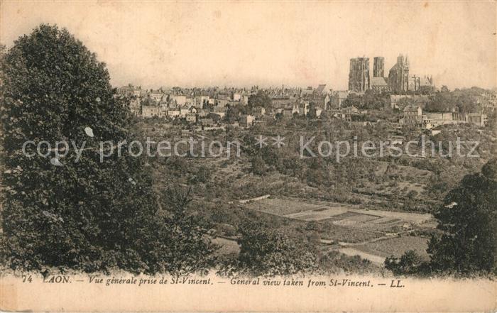 Laon Aisne Vue Generale prise de Saint Vincent Cathedrale