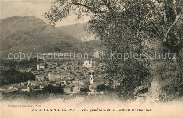 Sospel Vue Generale et Fort du Barbonnet