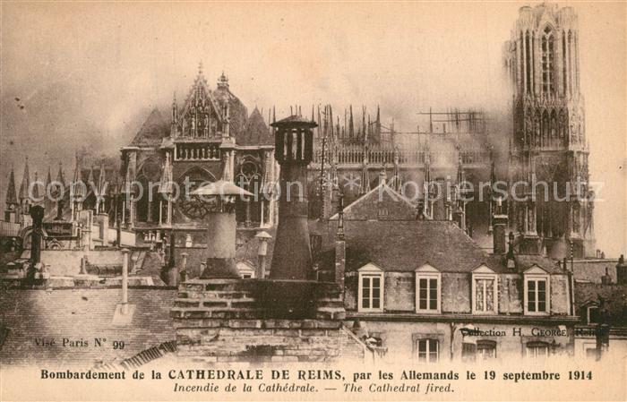 Reims Champagne Ardenne Bombardement par les Allemands 1914 Grande Guerre 1. Wel