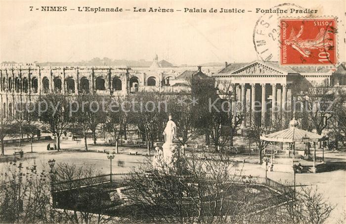 Nimes Esplanade Arènes Palais de Justice Font