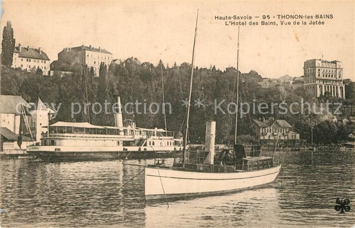 Thonon-les-Bains Hôtel des Bains vue de la Jetée Bateaux Lac Leman