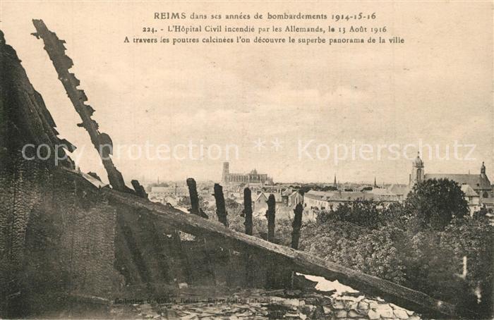 Reims Champagne Ardenne Hôpital Civil bombardé Grande Guerre Truemmer 1. Weltkri