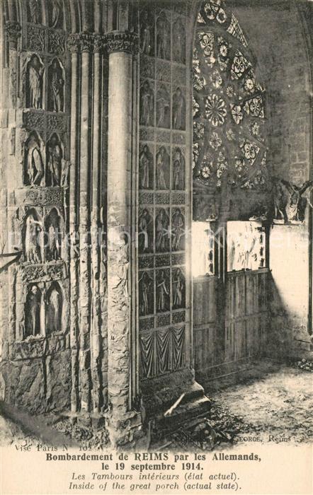 Reims Champagne Ardenne Bombardement par les Allemands 1914 Grande Guerre Truemm