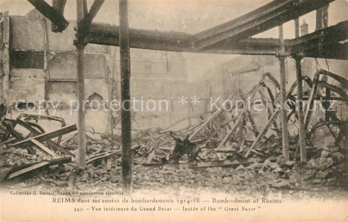 Reims Champagne Ardenne Bombardement vue intérieur du Grand Bazar