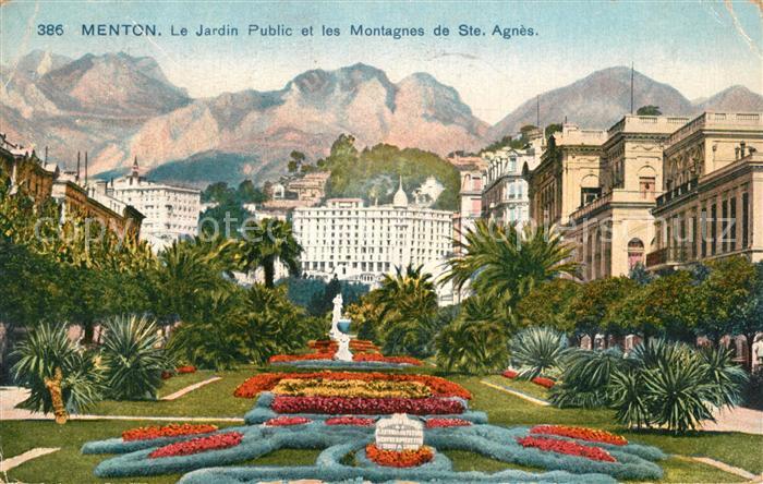 Menton Alpes Maritimes Jardin Public et les Montagnes de Saint