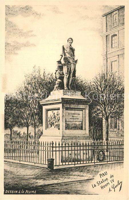 Pau 64 Statue de Henri IV Dessin Kuenstlerkarte