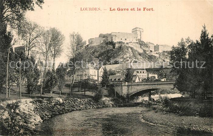 Lourdes Hautes Pyrenees Le Gave et le Fort Lupis Frères Speise- und Getraenkekar