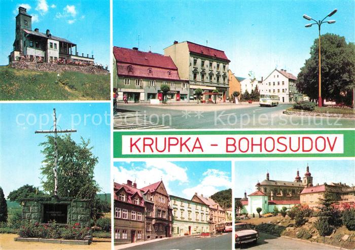 Krupka Stadtteil Bohosudov Teilansichten Berghotel Kreuz Kloster