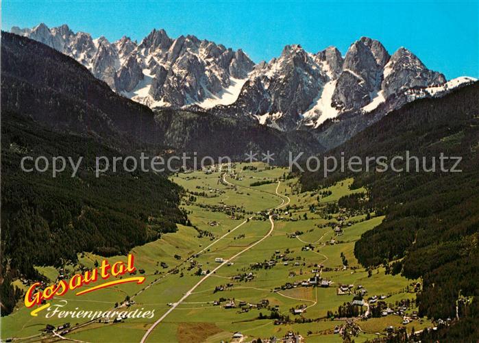 Gosau Oberoesterreich Fliegeraufnahme mit Gosautal und Gosauklamm