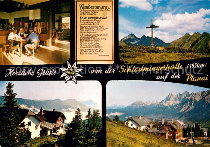 Schladmingerhuette Stoderzinken Kamm Grimming Huetteninneres Gipfelkreuz mit Hoe