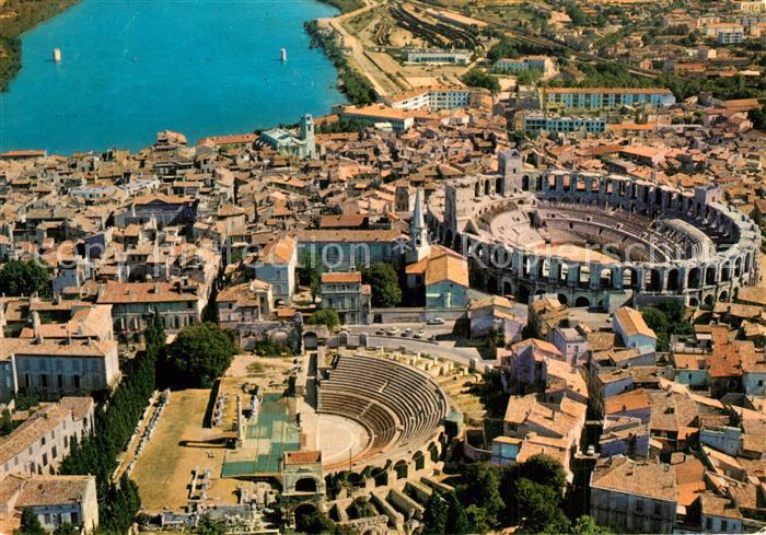 Arles Bouches-du-Rhone Vue aerienne sur le Theatre Antique Les