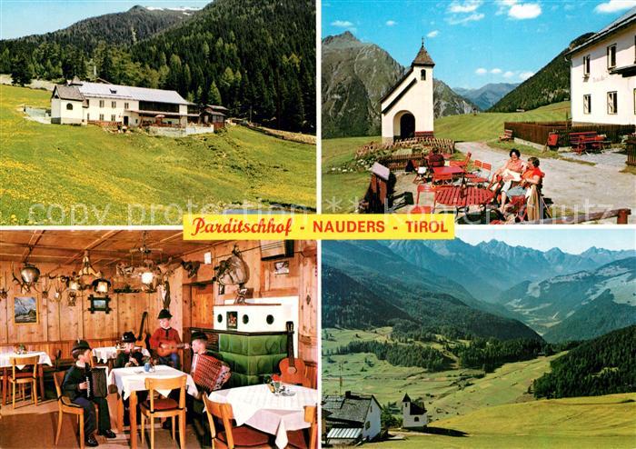 Nauders Tirol Gasthaus Jausenstation Parditschhof Kapelle Landschaftspanorama Al