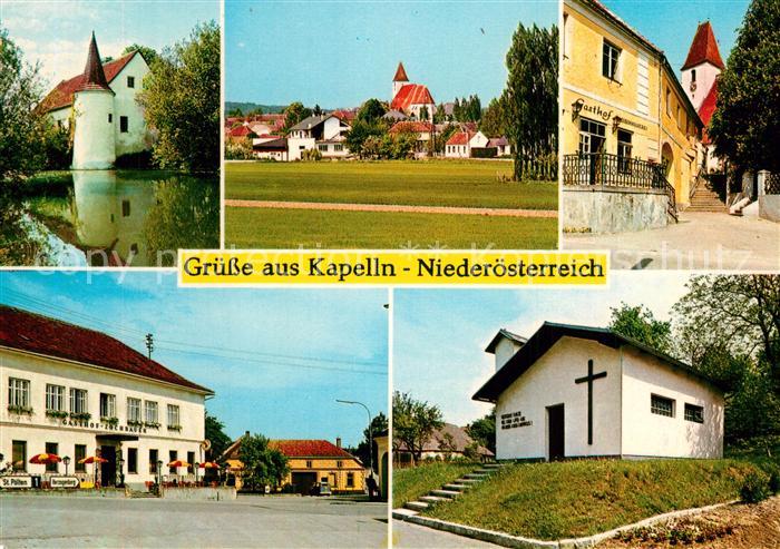 Kapelln Wasserschloss Rassing Motiv mit Kirche Gasthof Kapelle