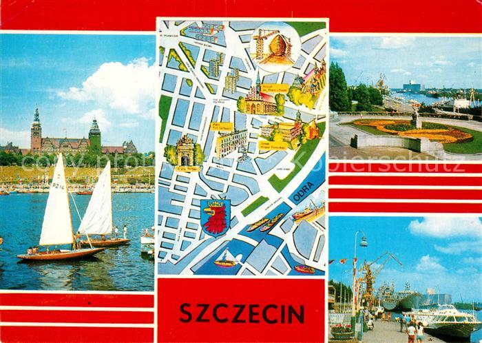 Szczecin Stettin Hafen Schiffe Denkmal Stadtplan Zentrum Oder