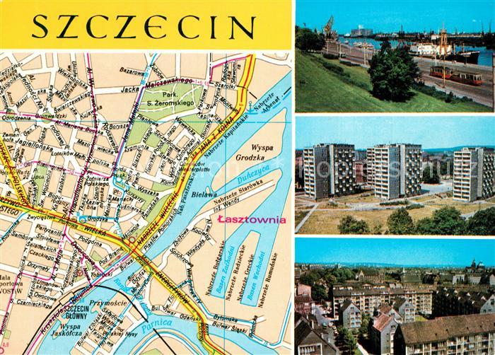 Szczecin Stettin Stadtplan Stadtzentrum Hafen Oder Siedlung Hochhaeuser