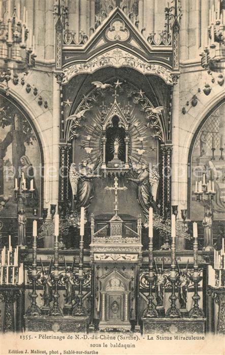 Vion Sarthe Pelerinage de ND du Chene La Statue Miraculeuse sous le baldaquin