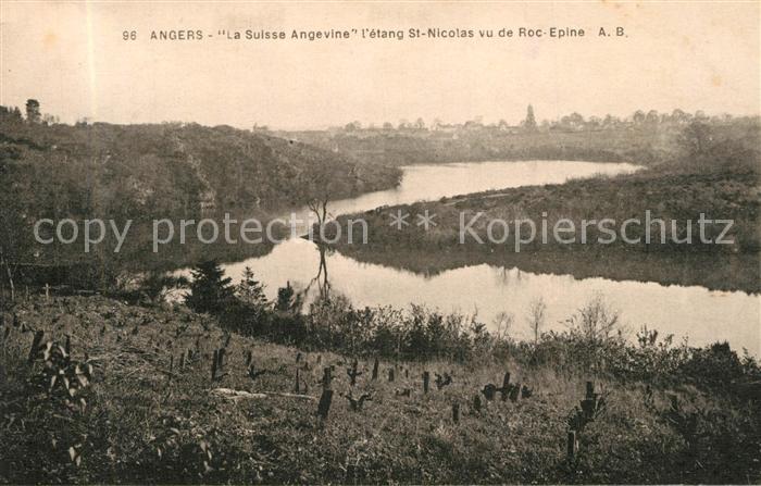 Angers La Suisse Angevine l’etang St Nicolas vu de Roc Epine
