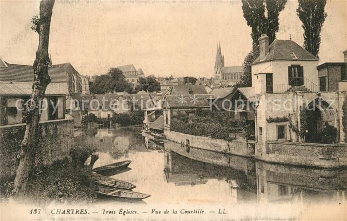 Chartres 28 Trois Eglises Vue de la Courtille