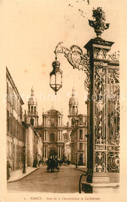 Nancy Lothringen Rue de la Constitution et Cathedrale