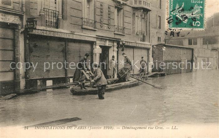 Paris Inondations Déménagement Rue Gros Hochwasser Katastrophe