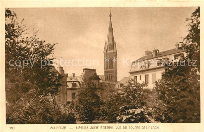 Mulhouse Muehlhausen Eglise Saint Etienne vue du Square Steinbach