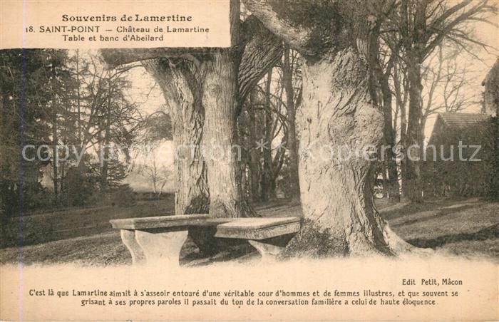 Saint-Point Chateau de Lamartine Table et banc d Abeilard