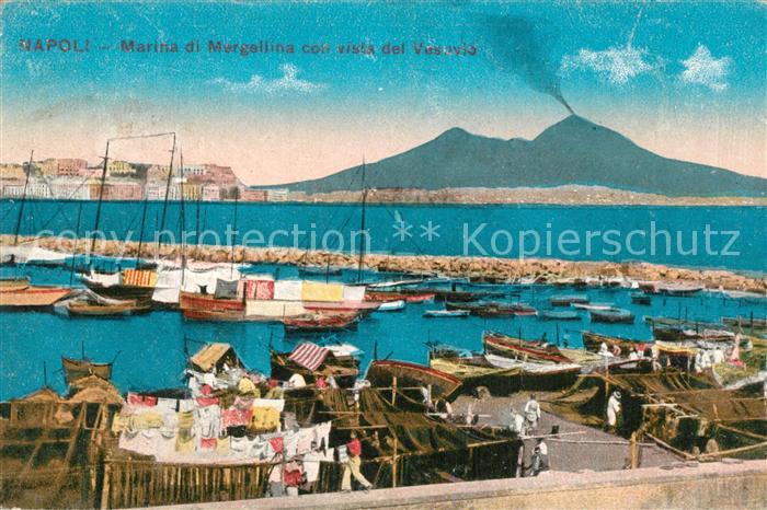 Napoli Neapel Marina di Mergellina con vista del Vesuvio