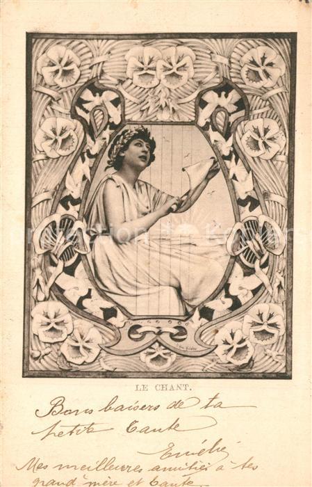 Jugendstil Le Chant Harfe