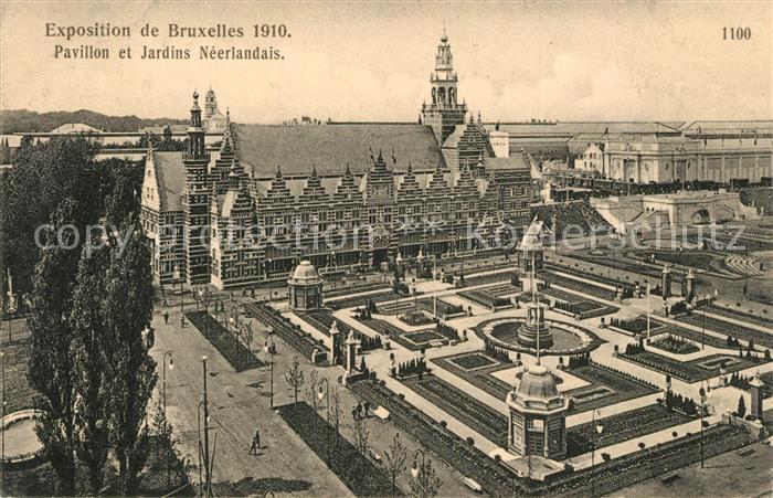 Exposition Universelle Bruxelles 1910 Pavillon et Jardins Neerlandais