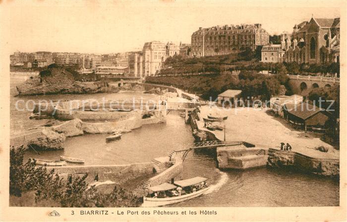 Biarritz Pyrenees Atlantiques Port des Pecheurs et les Hotels