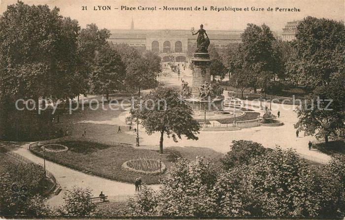 Lyon France Place Carnot Monument de la République et Gare de Perrache