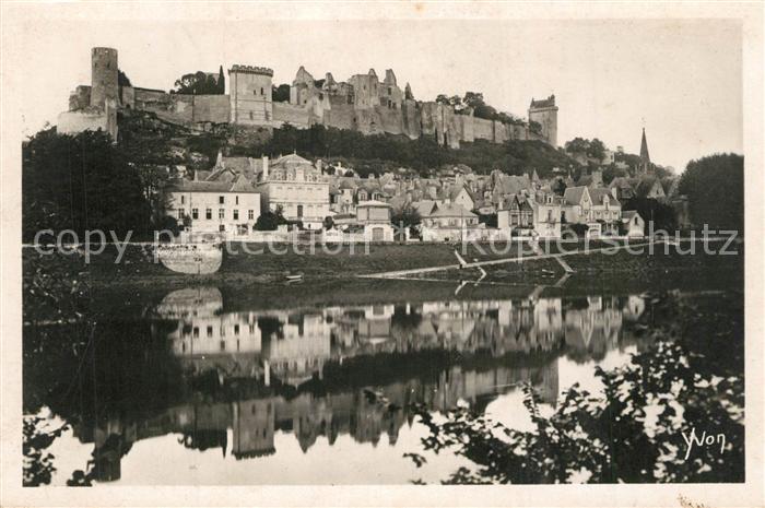 Chinon Indre et Loire Chateau vu des bords de la Vienne Collection Chateaux de l