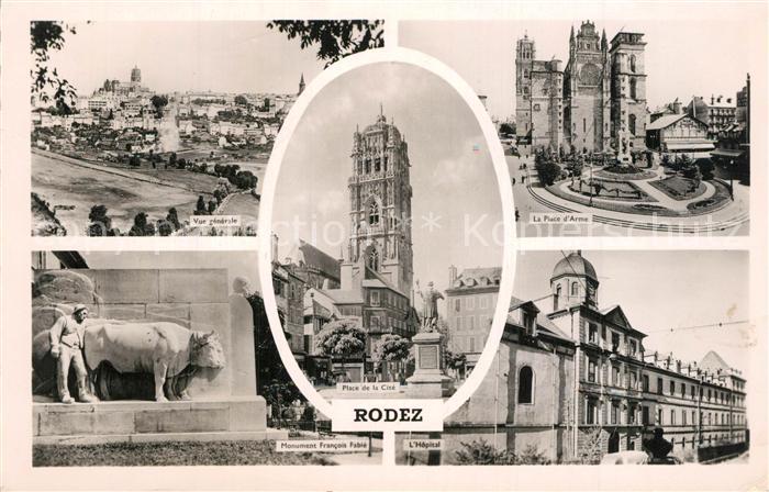 Rodez Vue Generale Monument Eglise Hôpital Place