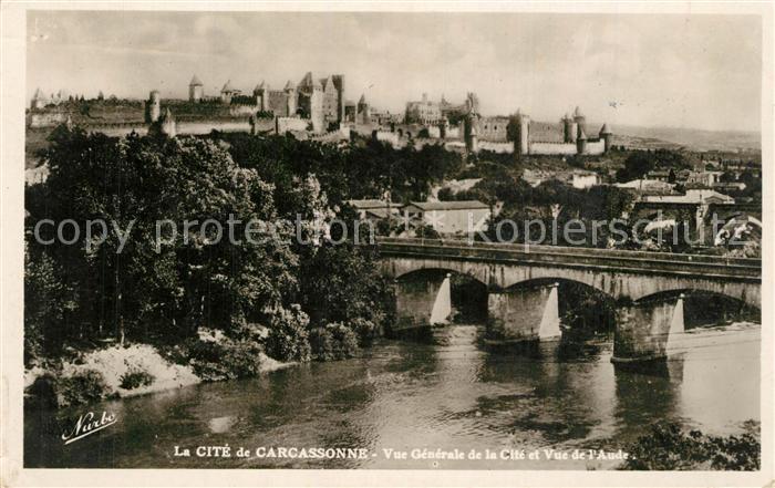 Carcassonne Vue Generale de la Cité Pont sur l'Aude