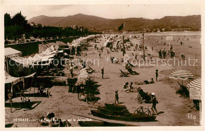 Hendaye Pyrenees Atlantiques La plage vue sur le Jaizquibel