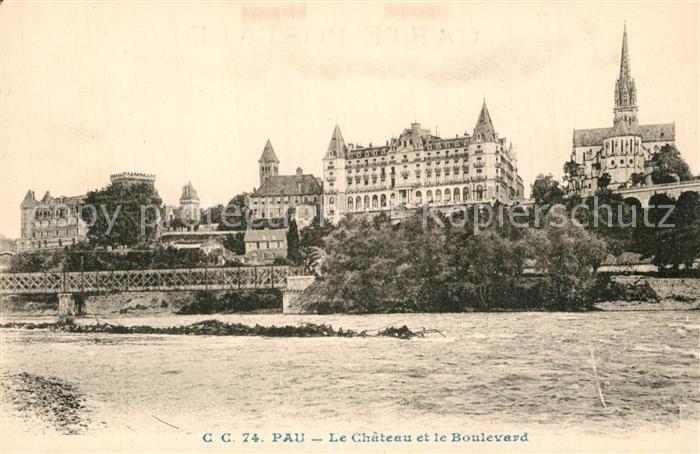 Pau 64 Bords du Gave de Pau Chateau et le Boul