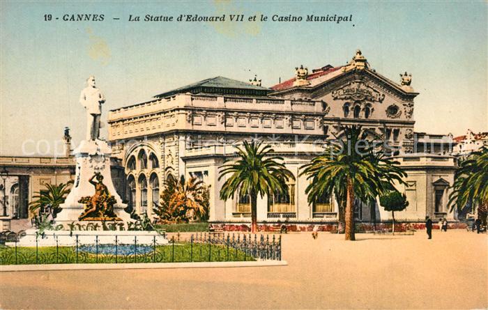 Cannes Alpes-Maritimes Statue d`Edouard 7. et Casino Municipal