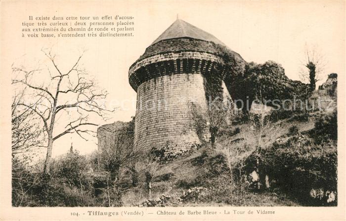Tiffauges Chateau de Barb Bleue Tour de Vidame