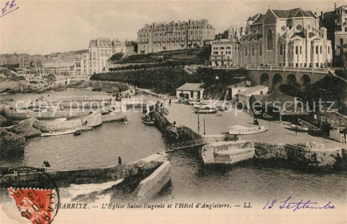 Biarritz Pyrenees Atlantiques Eglise Saint Eugenie et L Hotel d`Angleterre