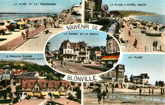 Blonville-sur-Mer La Plage La Promenade Maree Haute Le Pavillon Fleuri La Poste