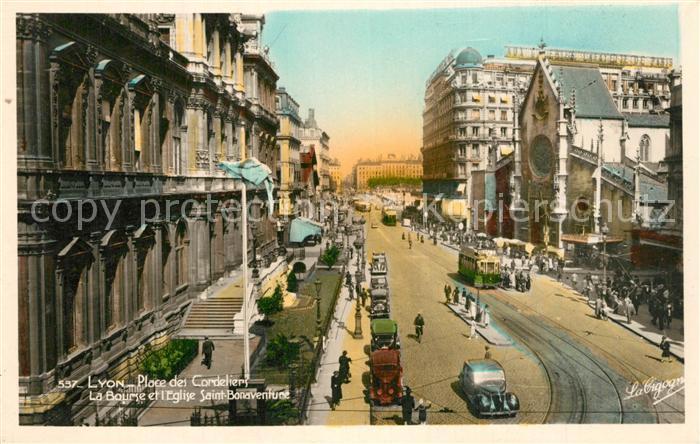 Lyon France Place des Cordelieri La Bourse et l’Eglise Saint Bonaventure