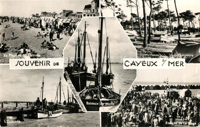 Cayeux-sur-Mer La Plage et les Cabines Les Campeurs Estacade Bateaux de peche En