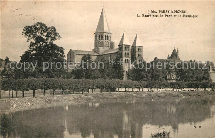 Paray-le-Monial La Bourbince le Pont et la Basilique