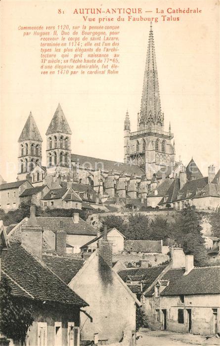 Autun La Cathedrale Vue prise du Faubourg Talus