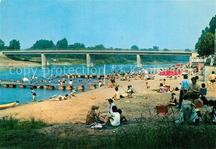 Chabris La plage et le pont sur le Cher