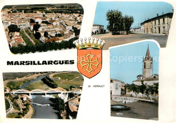 Marsillargues Vues d ensemble Eglise Pont vue aérienne