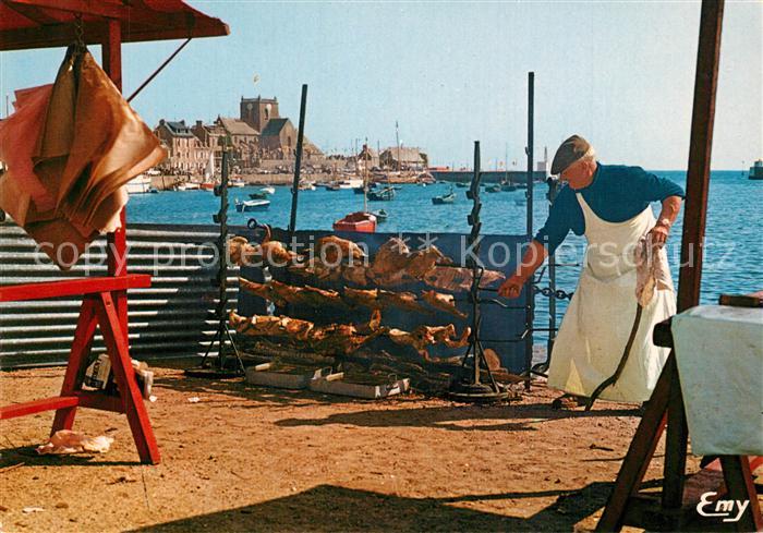 Barfleur Manche Rôtisseur de mouton sur le quai