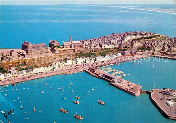 Granville Manche Port des yachts Eglise Notre Dame vue aérienne